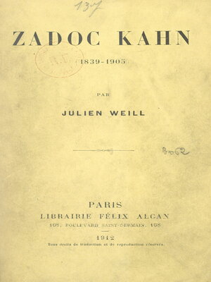 cover image of Zadoc Kahn (1839-1905)